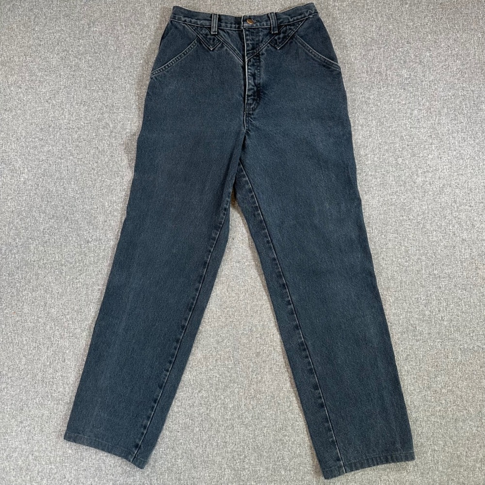 Wrangler VINTAGE Jeans Womens 11 Western Yoke Black High Rise Straight Leg Denim